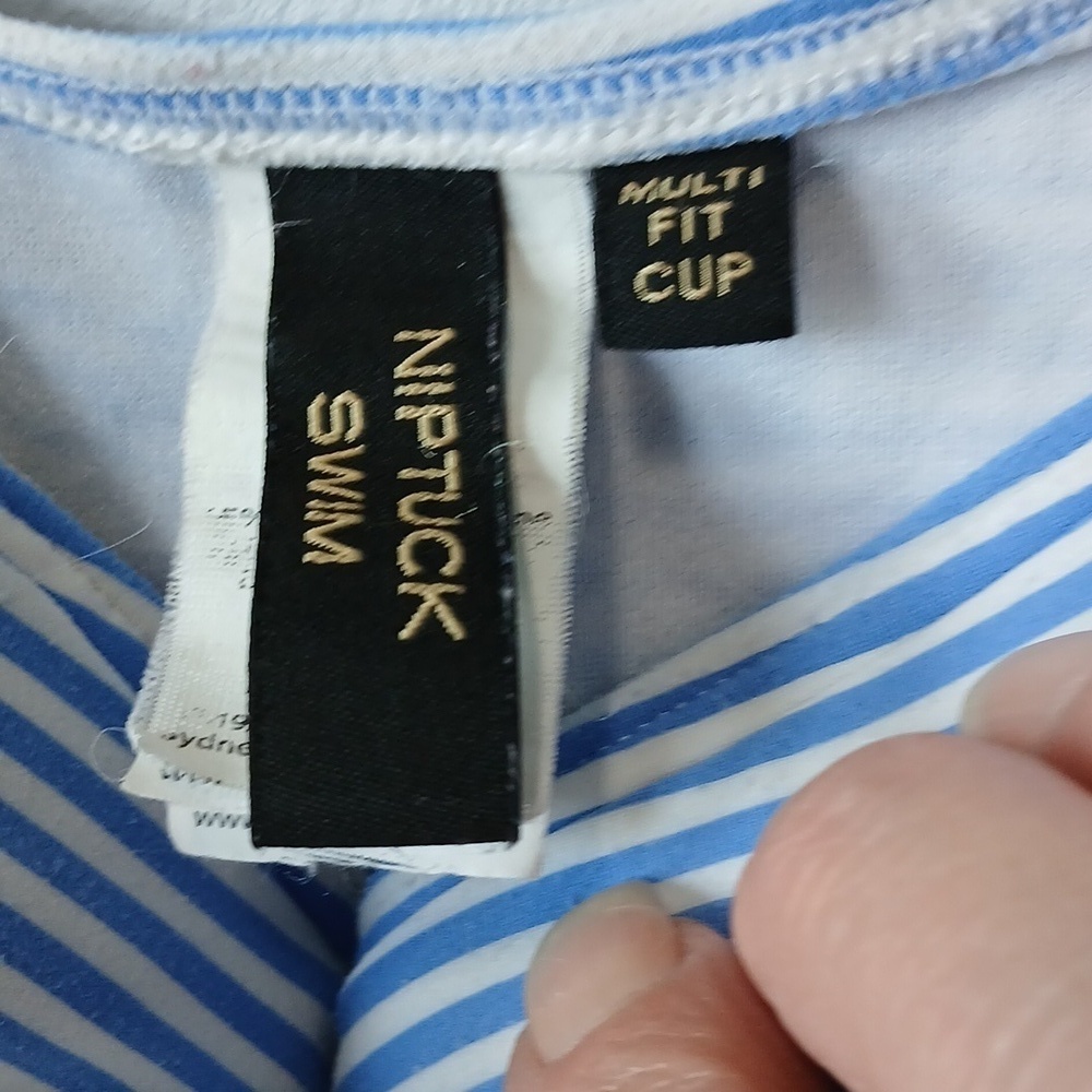 Niptuck Striped Tankini Top Womens 10 Nautical Summer Resortwear - Picture 2 of 4